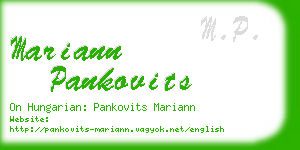 mariann pankovits business card